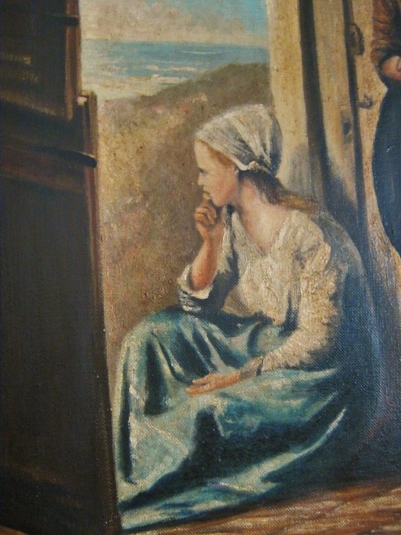 Olieverf op Linnen  Moeder en dochter starend naar Zee  Gesigneerd kopen? Bied vanaf 95!