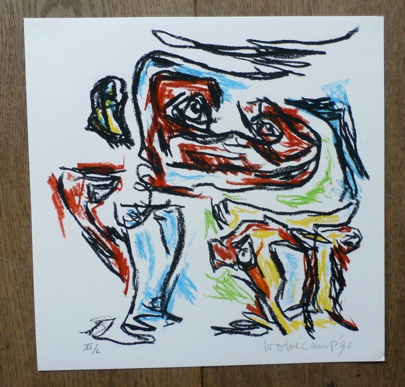 Theo Wolvecamp - zeefdruk: dansend paar - 1990 kopen? Bied vanaf 150!