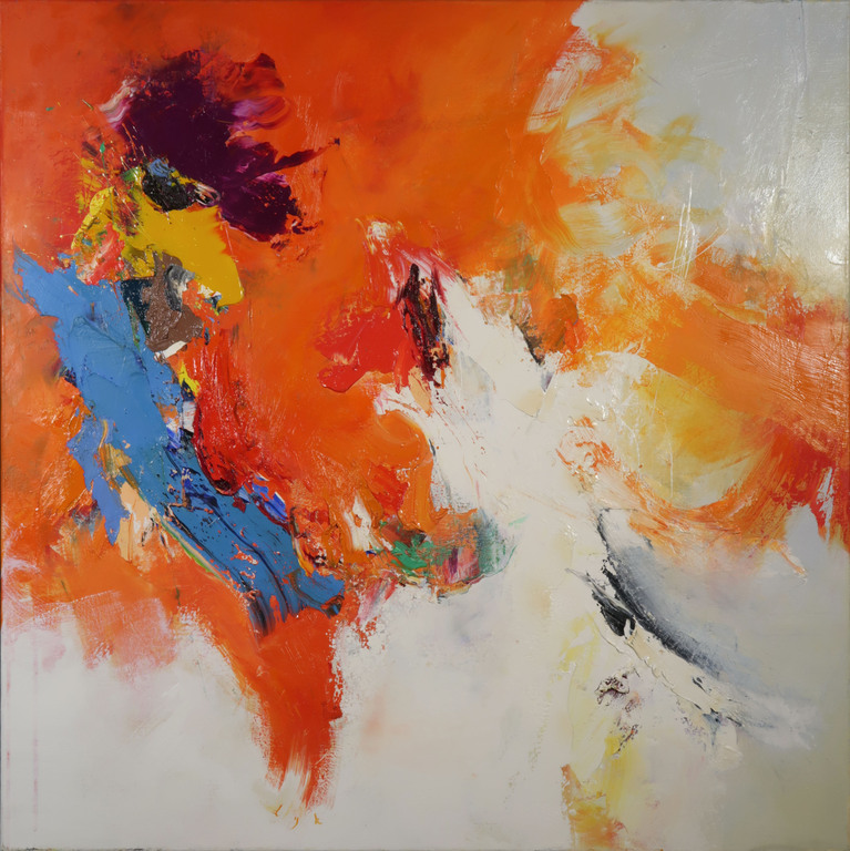 Martin van Dijk: Olieverf en Acryl op Doek, Oranje wind (Groot) verkocht voor € 600!