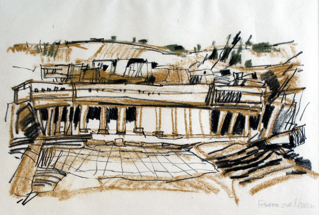 JAN HOMAN - origineel in pastel en houtskool POMPEI - GESIGNEERD en INGELIJST. verkocht voor € 100!