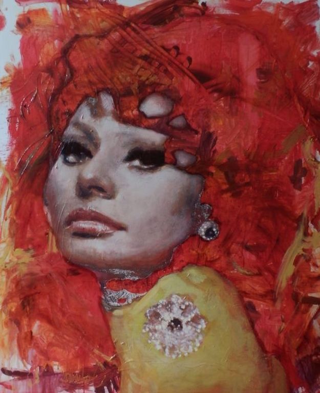 PETER DONKERSLOOT   Schilderij  Acrylverf op doek   SOPHIA LOREN  Handgesigneerd verkocht voor € 450!