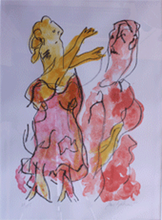 Jan Sierhuis, Zeefdruk, Flamenco verkocht voor € 195!