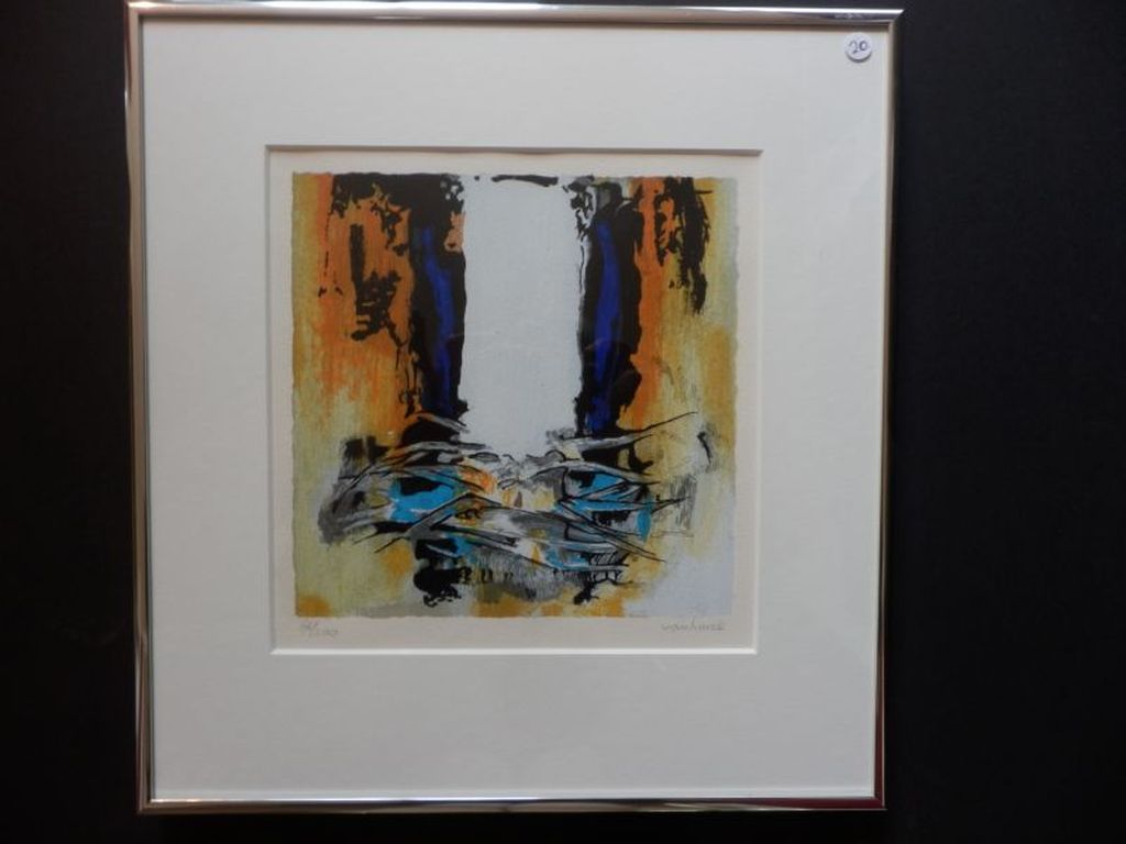HANS VANHORCK Kleurenlitho ZONDER TITEL Ingelijst en Handgesigneerd verkocht voor € 55!