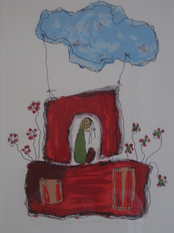 Lyrische Abstractie van Geke uit den Bosch (1965-) Litho "een hapje Wolk" gesign kopen? Bied vanaf 1!