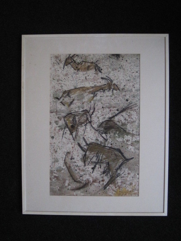 Zeldzaam intuitief werk van Theo Hoogewerf (1944-) Gouache  "Marije's Kudde"  kopen? Bied vanaf 1!