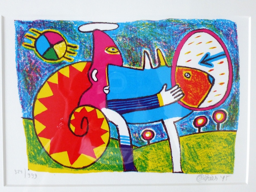 Clemens Briels, ingelijste zeefdruk: Eigen Huis, handgesigneerd en genummerd verkocht voor € 110!