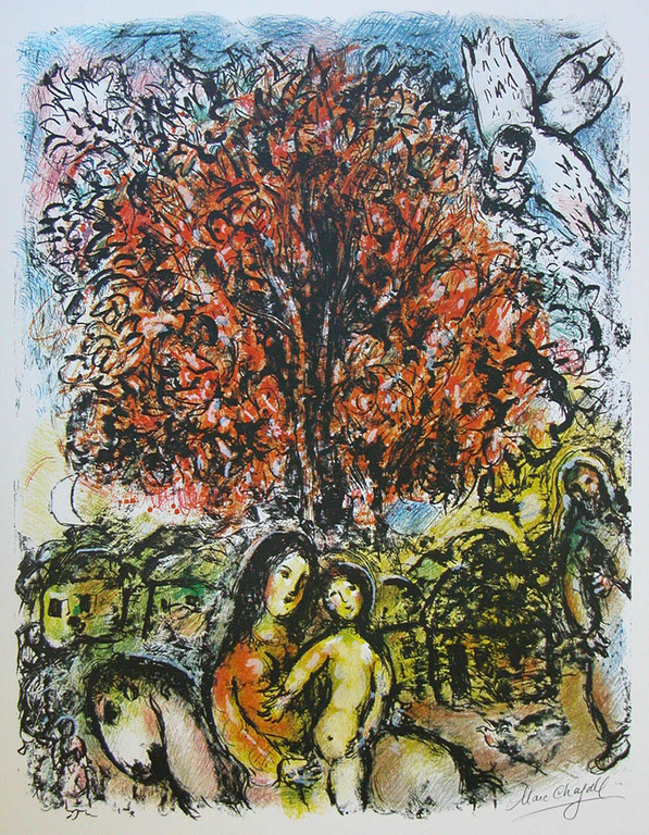 Marc Chagall, kleurenlitho, 'Sainte Famille' verkocht voor € 35!