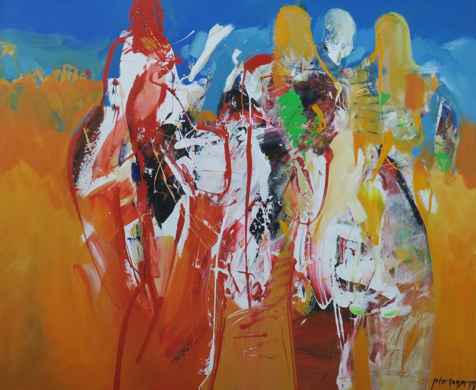 Peter Meijer: Olieverf op doek, Anna, Hannah en Johanna - Ingelijst (Groot) kopen? Bied vanaf 250!