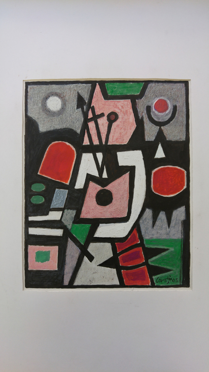 Antonius Hendricus (Toine) Corstjens 1920 - 2015: Gouache, Statisch compositie. verkocht voor € 225!