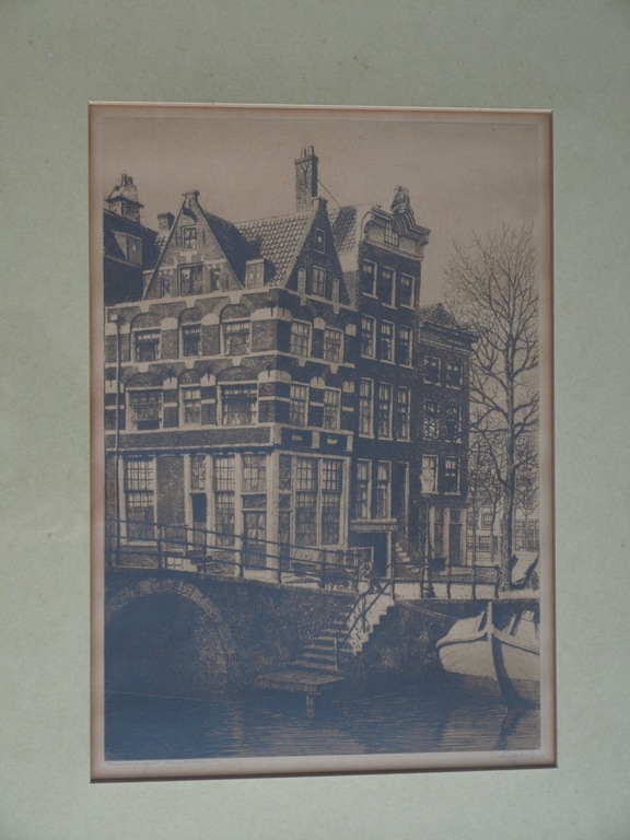 Dirk Harting : Ets , Lekkeresluis Amsterdam – Gesigneerd & ingelijst – ca 1935 kopen? Bied vanaf 35!