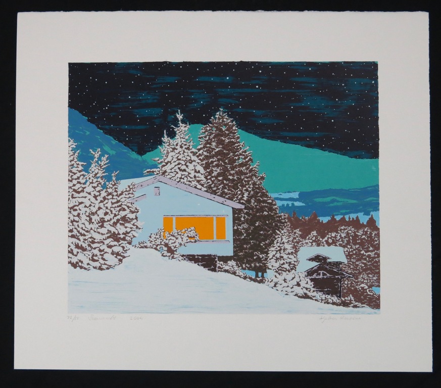 Hjalmar Riemersma: Zeefdruk, Sneeuwnacht kopen? Bied vanaf 35!