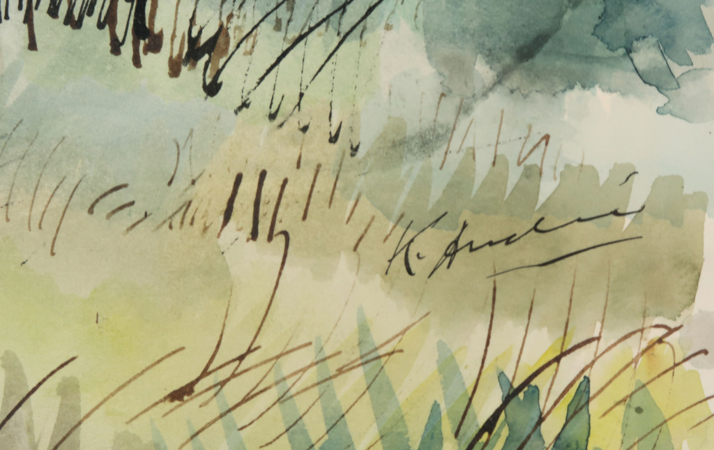 Kees Andrea: Aquarel, Industrieel landschap kopen? Bied vanaf 40!