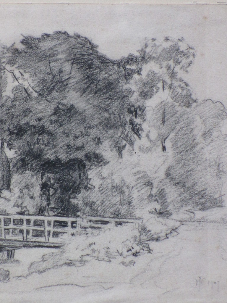 Monogram J.W., Boerderij aan Leyweg Loosduinen, Tekening kopen? Bied vanaf 1!