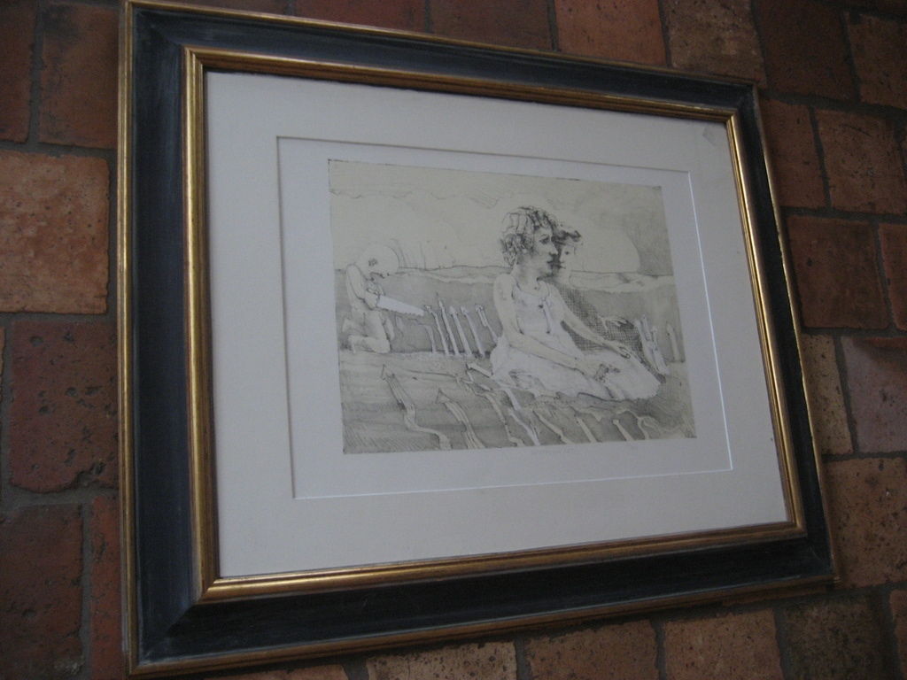 Co Westerik - lithografie - 3 figuren in het gras -  kopen? Bied vanaf 325!