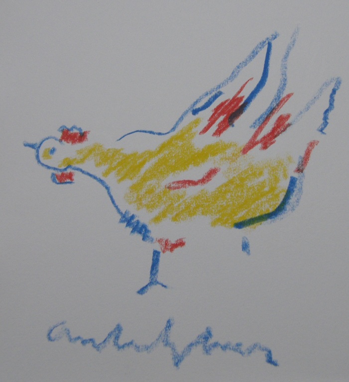 Anton Heyboer: krijttekening haan kopen? Bied vanaf 125!