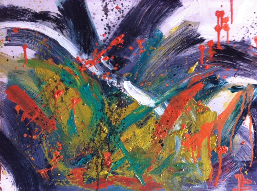 John Foppen - Fire works........ - oliev./paneel-gesigneerd  kopen? Bied vanaf 1!