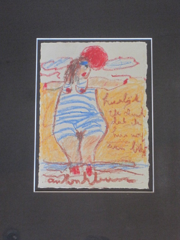 Ant.Heyboer -  originele pastel/papier  "heerlijk, ik denk dat ik .... " gesign. verkocht voor € 120!