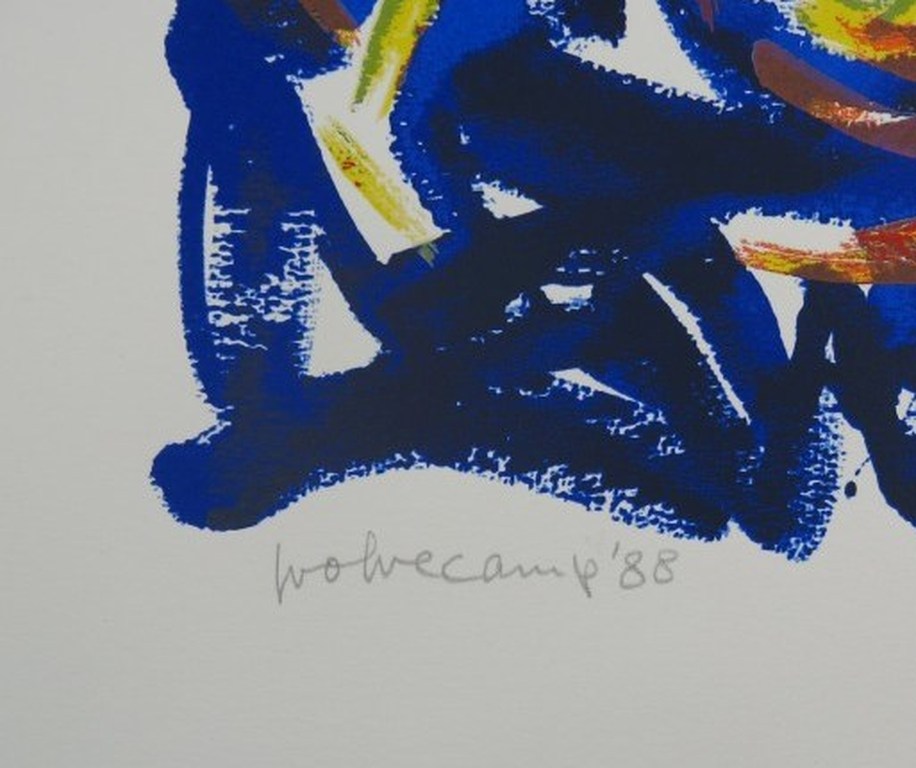 Theo Wolvecamp: Zeefdruk, Blauw figuur kopen? Bied vanaf 150!