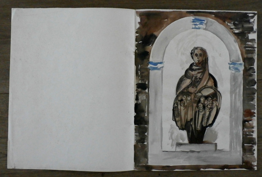 Gene Eggen - aquarel: ontwerp voor St. Ursula beeld - 1960 kopen? Bied vanaf 50!