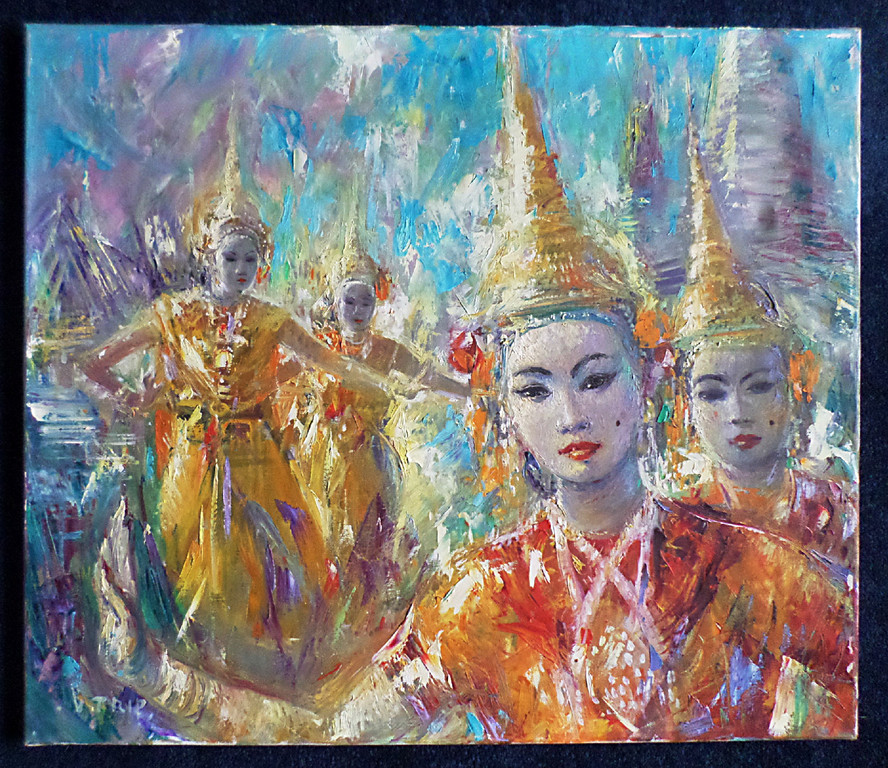 Victor Trip - Thaise danseressen, verf op doek kopen? Bied vanaf 170!