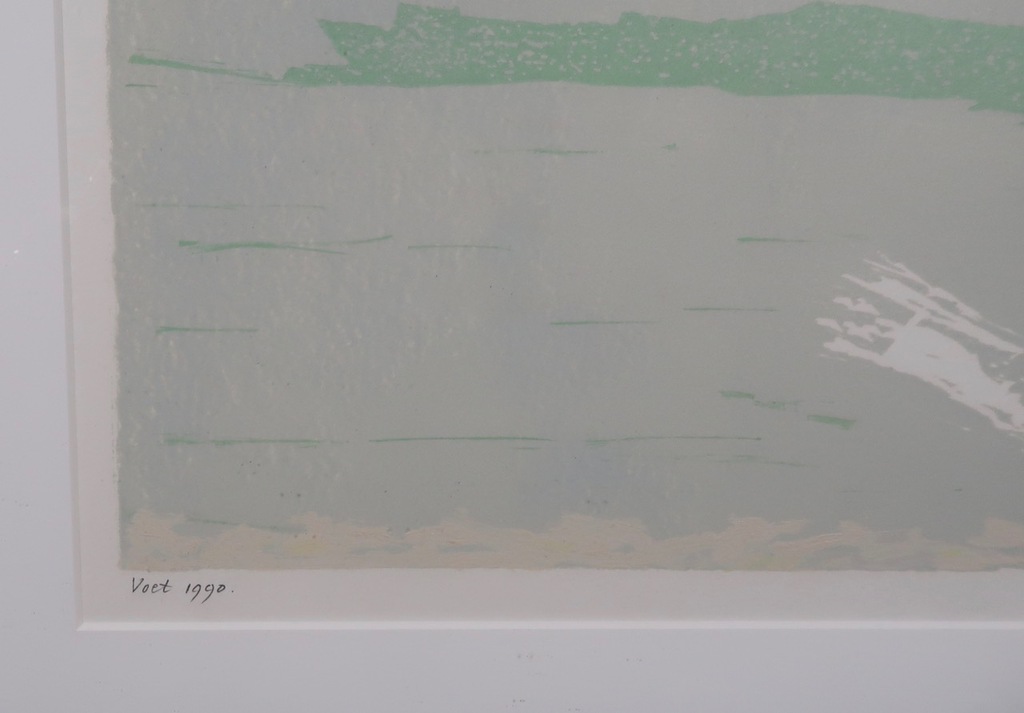 Wilfred Voet: Houtsnede, Zee - Ingelijst kopen? Bied vanaf 20!