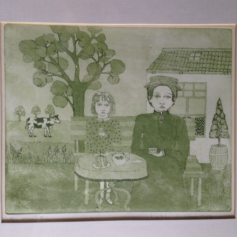 Grafiek Laetitia de Haas " BIJ OMA " 66 X 40 cm handgesigneerd - genummerd 7/30 kopen? Bied vanaf 35!