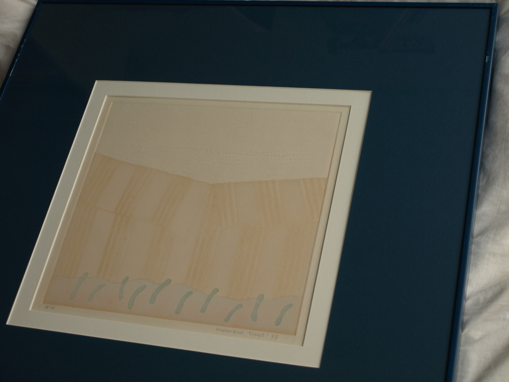 Monique Suys : Zeefdruk – Landschap I – Ingelijst – 1977 – oplage 10 ex. kopen? Bied vanaf 1!