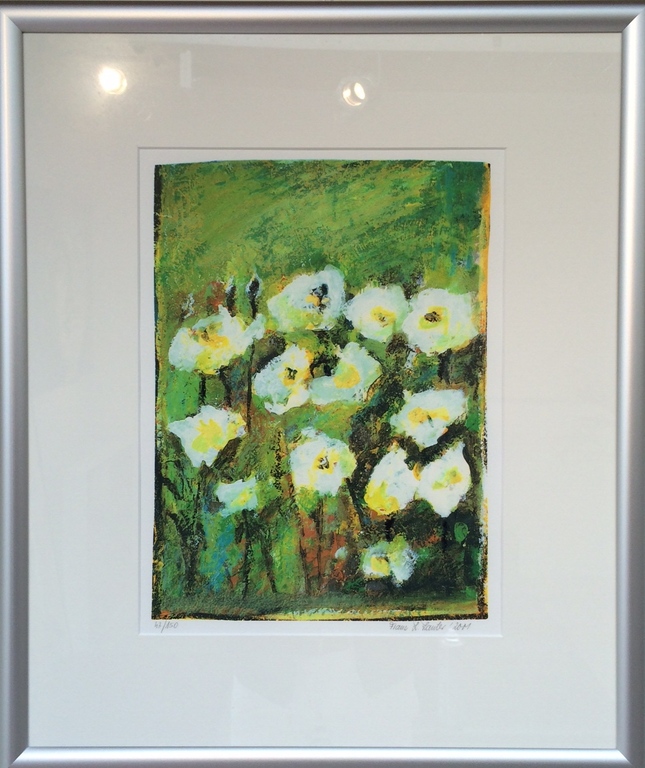 Franz Lauter, zeefdruk met lijst, bloemen verkocht voor € 50!