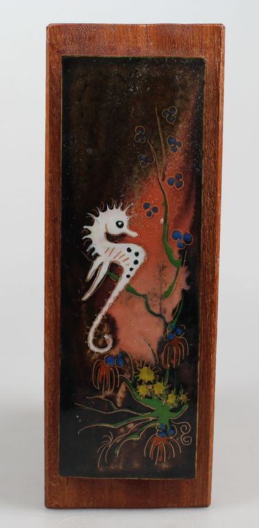 Koperemaillen plaquette op houten plankje toegeschreven aan Nella Damsma kopen? Bied vanaf 12!