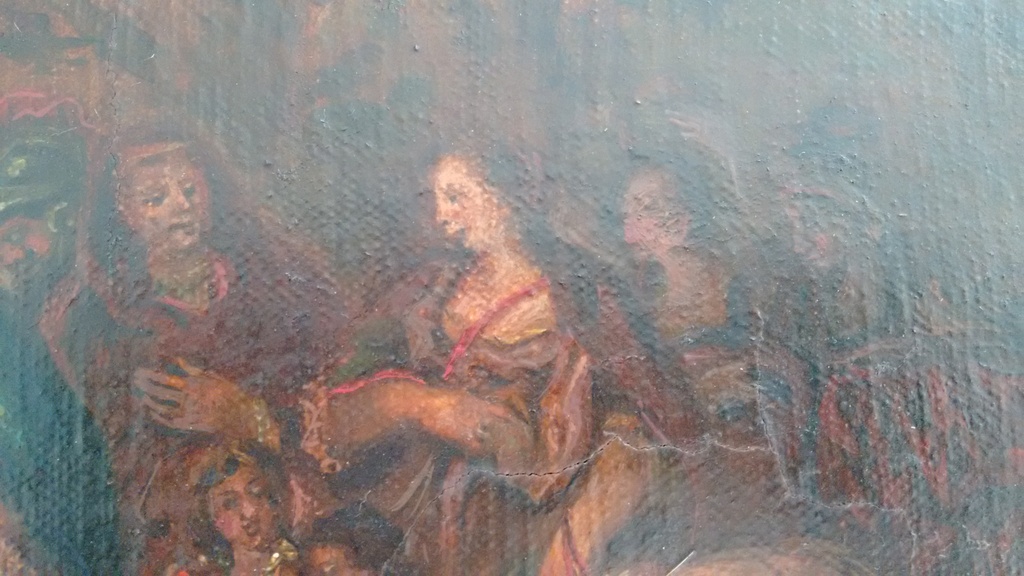 17 de eews, authentiek schilderij, titel: de bruidstoet, onleesbare handtekening kopen? Bied vanaf 220!