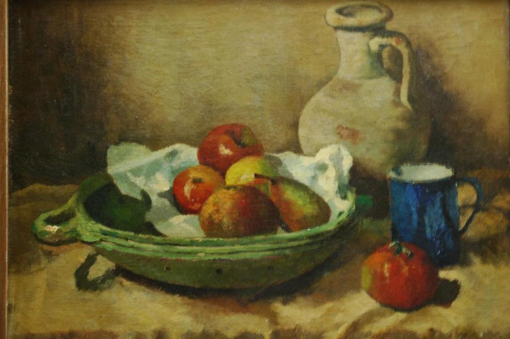 Top Haagse school: Bernard Schregel olieverf op doek Stilleven met appels 40x50 verkocht voor € 130!