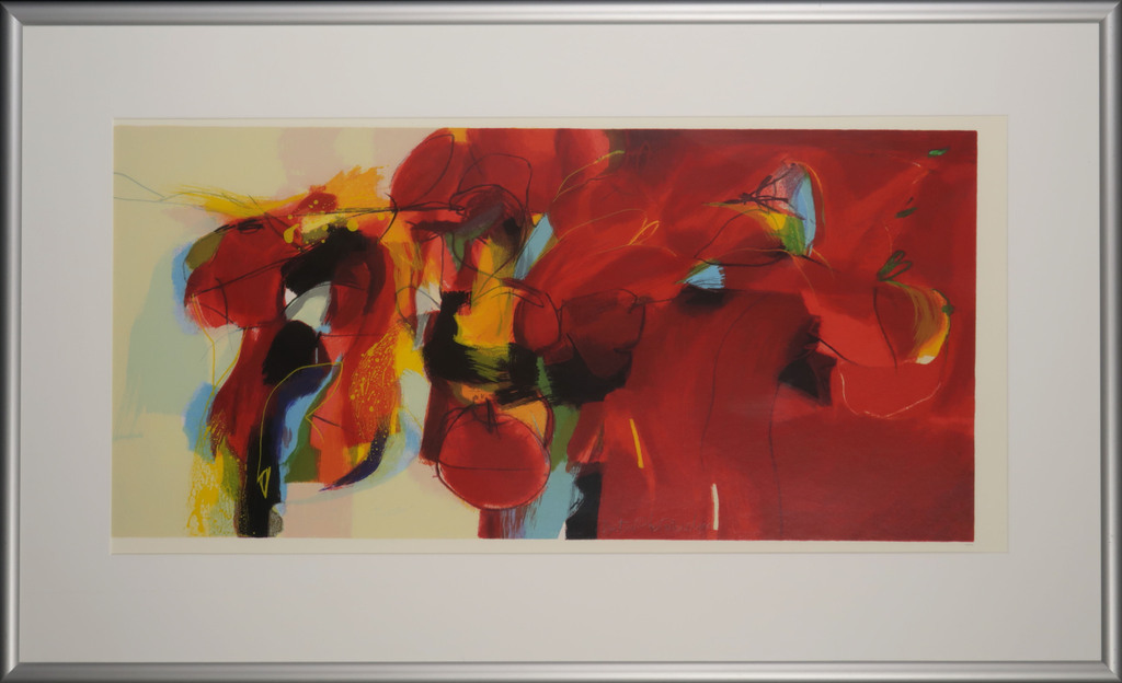 Pieter Vermeulen: Zeefdruk, Rood geschikt - Ingelijst kopen? Bied vanaf 50!