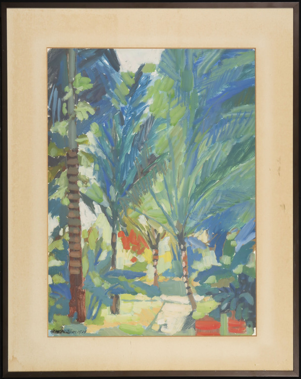 Henk Potters: Gouache, Hotel tuin Torarica - Ingelijst kopen? Bied vanaf 80!