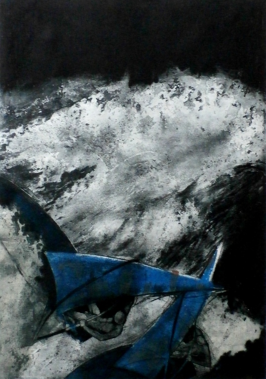 Ru van Rossem - ets: Windsurfing - 1983 verkocht voor € 150!