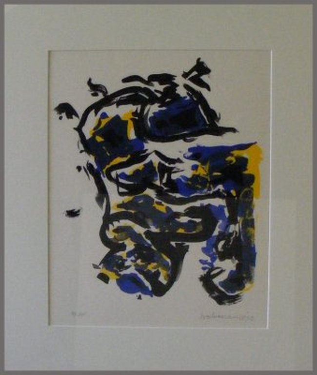 Theo Wolvecamp, Zeefdruk, Compositie Blauw-Geel-Zwart kopen? Bied vanaf 275!