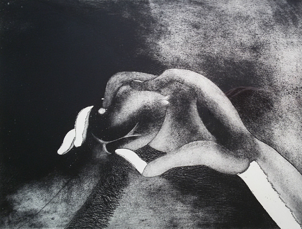 Jan Cox - Erotische voorstelling (?), ets (ingelijst) verkocht voor € 80!