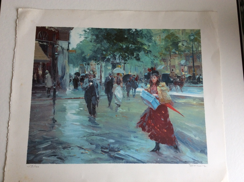 Juan Soler lithografie Parijse straatscene  kopen? Bied vanaf 100!