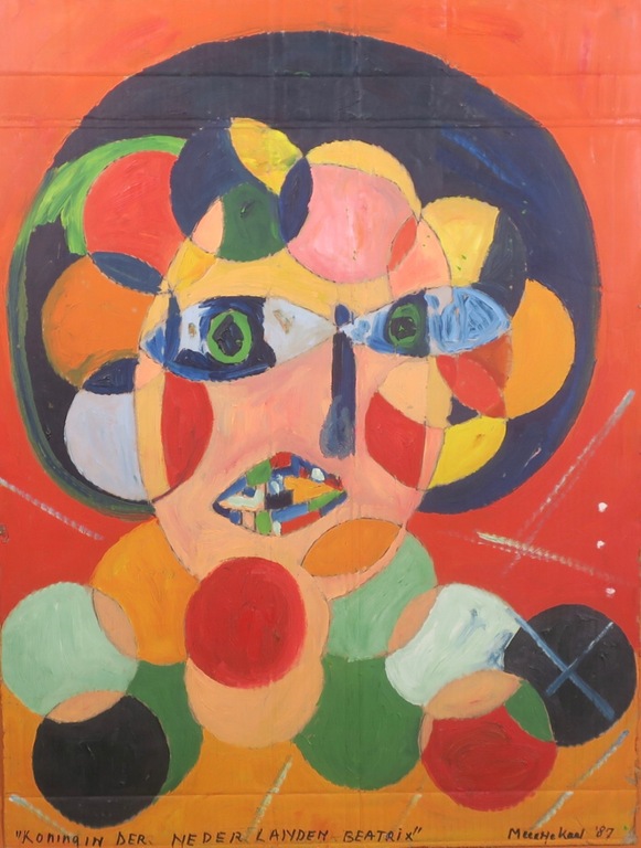 Meertje Kaal: Acryl en Olieverf op karton, Koningin der Nederlanden - Ingelijst kopen? Bied vanaf 1!