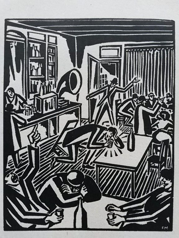 Frans Masereel, houtsnede, uit: Le soleil 1919 (Die Sonne) verkocht voor € 35!