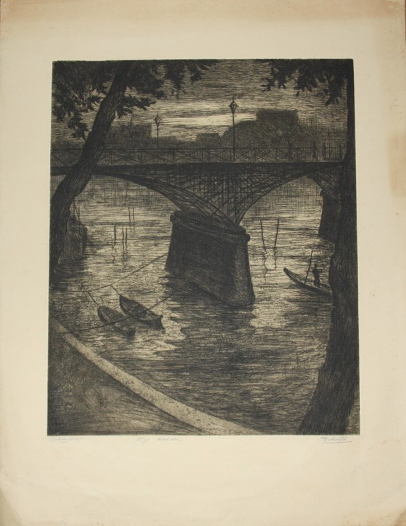 Dick van Luijn ets ” Pont des Arts” Parijs. kopen? Bied vanaf 1!