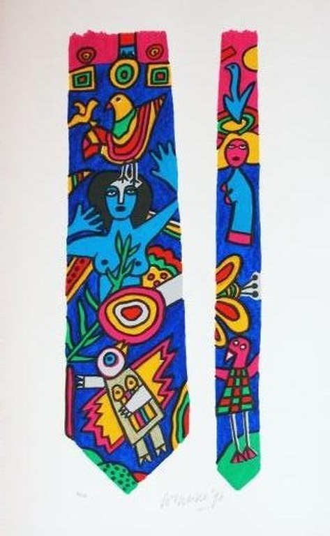 Corneille, zeefdruk Stropdas t.b.v. Society Shop 42 x 76 cm verkocht voor € 102!
