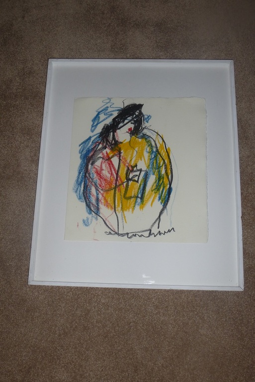 Anton Heyboer, gouache, handgesigneerd, Madonna verkocht voor € 195!