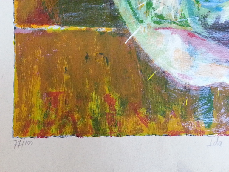 Theo Onnes, zeefdruk, titel:  kopen? Bied vanaf 40!