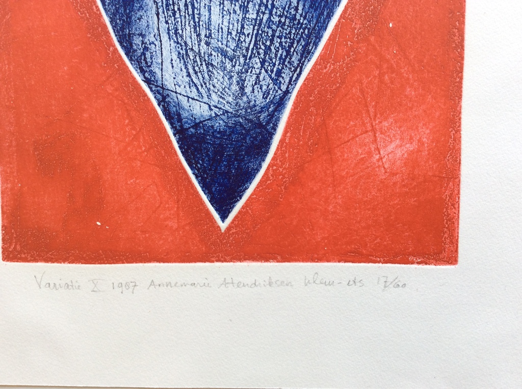 Annemarie Hendriksen - Variatie X 1987  kleur-ets - kopen? Bied vanaf 1!