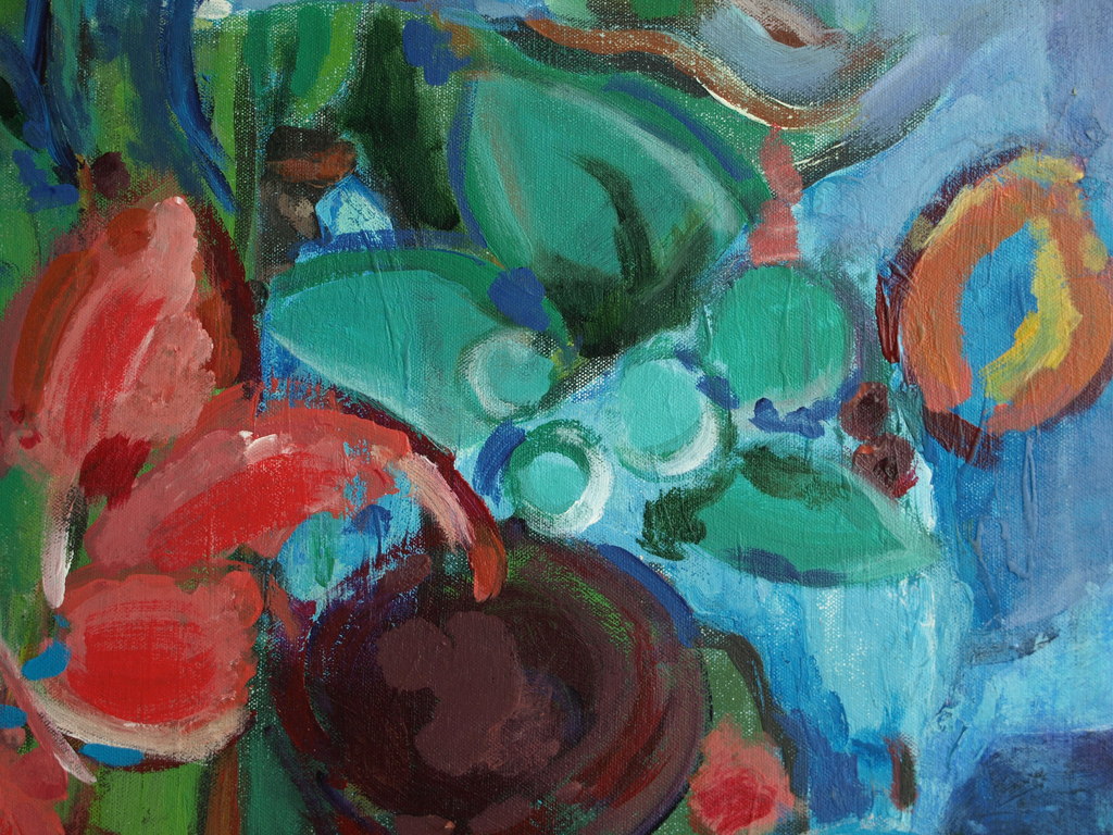 Onbekend : Olieverf op doek , Bloemen - 60 x 50 cm kopen? Bied vanaf 1!