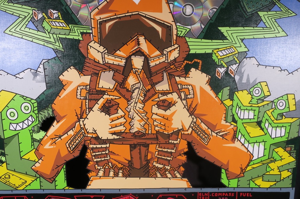 Kriki: Acryl en cd's op doek, Z.T. (Zeer groot) kopen? Bied vanaf 600!