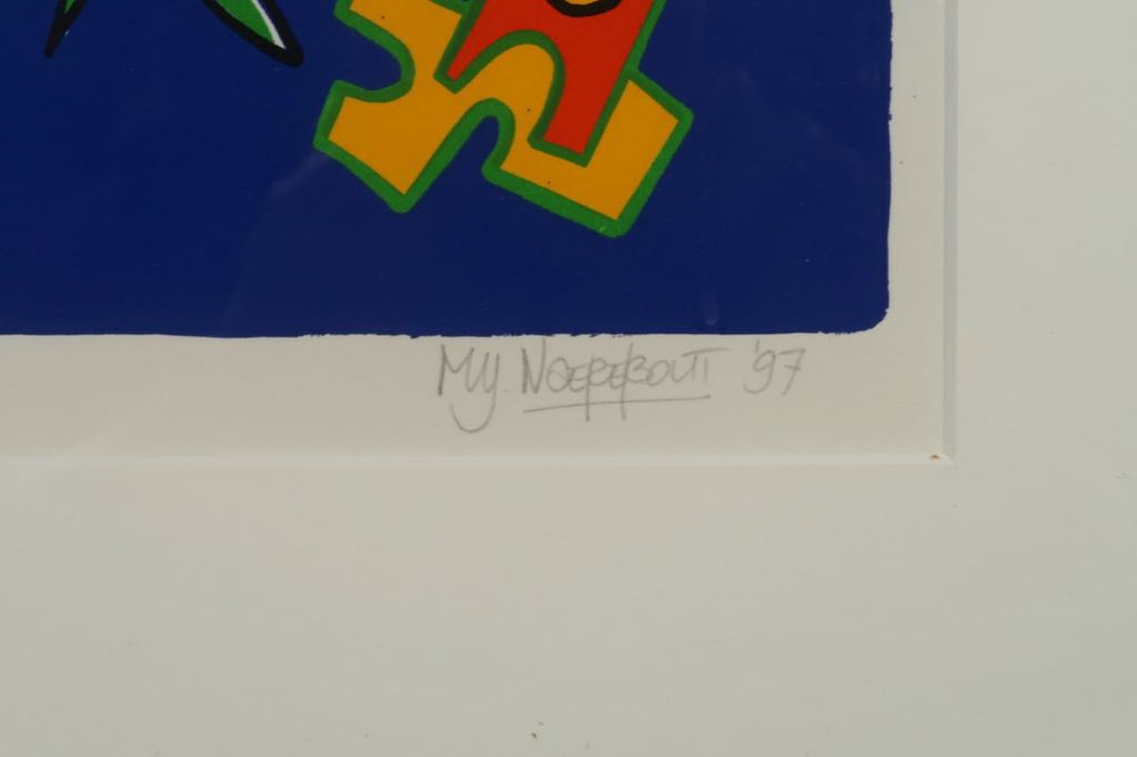 Marianne Naerebout: Zeefdruk, Head over heels - Ingelijst kopen? Bied vanaf 50!