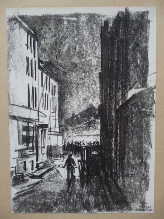 Herman Moerkerk - tekening - Stadstafereel verkocht voor € 75!