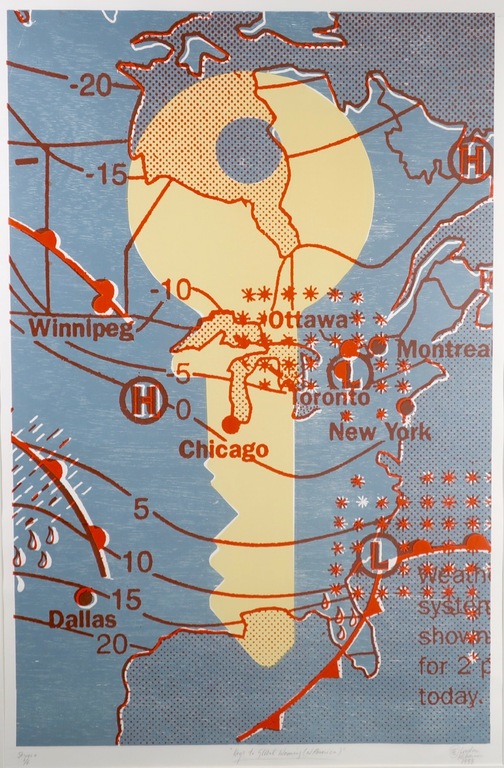Angelo Evelyn: Houtsnede en Litho, Keys to global warming - Ingelijst (Groot!) kopen? Bied vanaf 1!