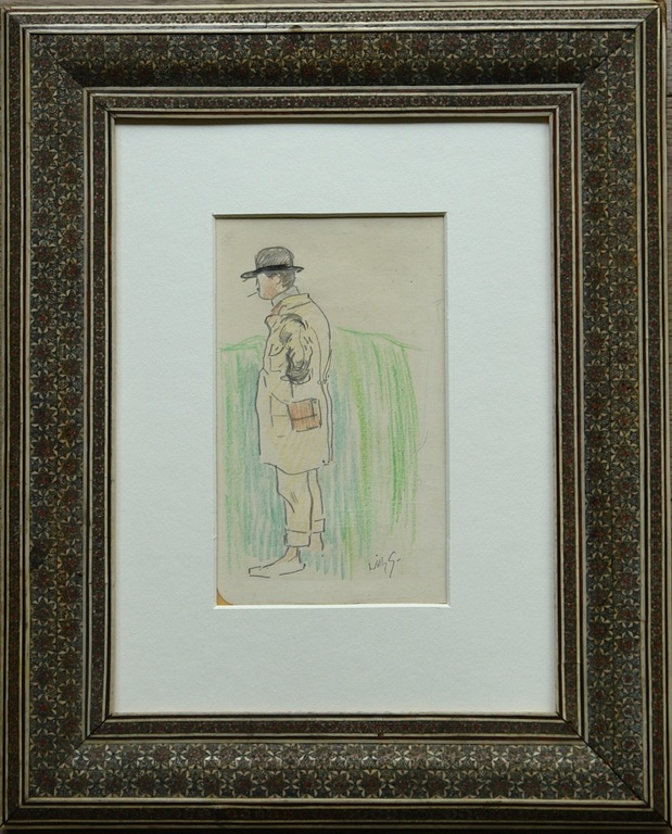 Willy Sluiter, kleurpotloodtekening. Wandelaar verkocht voor € 150!